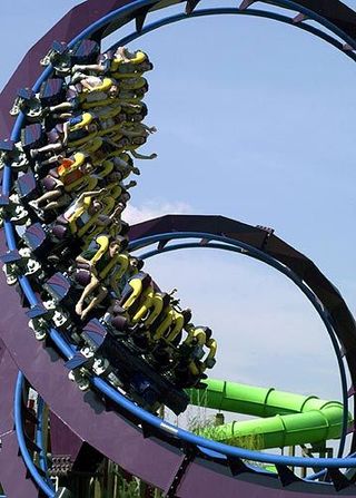 Roller coaster, Amusement ride, Terrestrial plant, Amusement park, Circle, Nonbuilding structure,