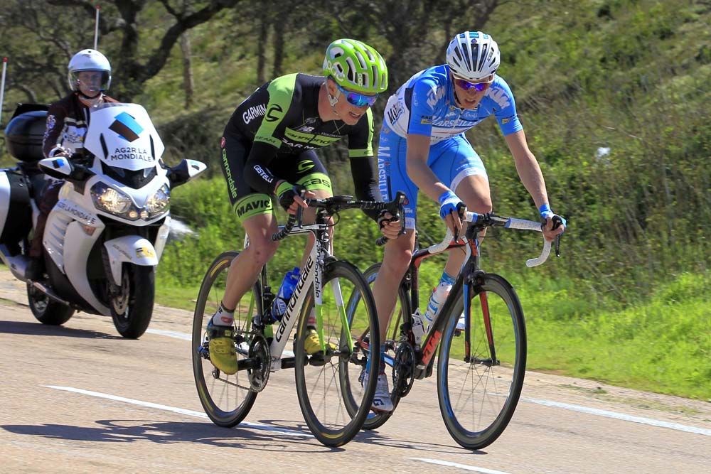 Ben King (Cannondale-Garmin) got away with Cl&eacute;ment Saint Martin (Team Marseille 13 KTM)