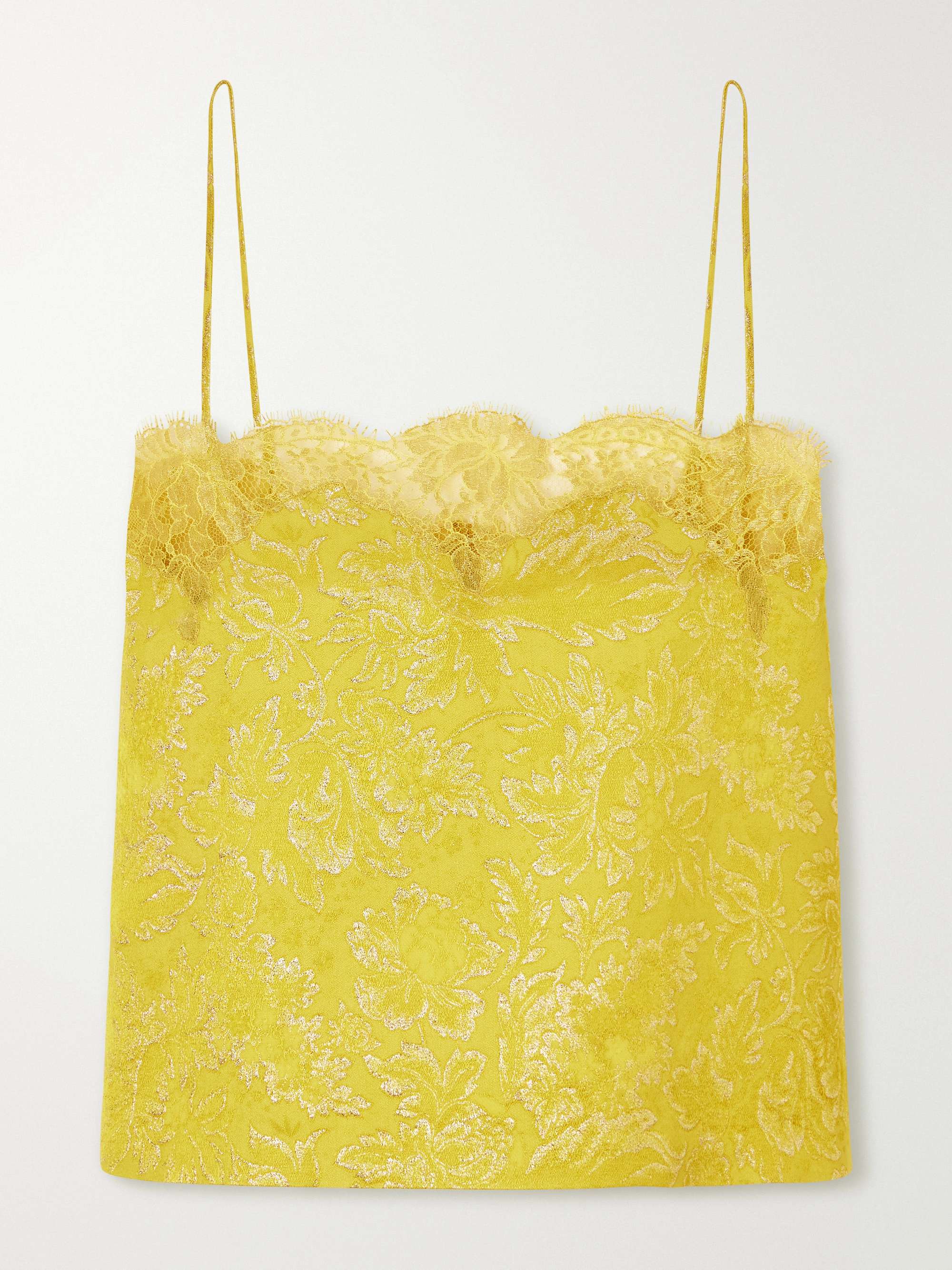 Lace-Trimmed Metallic Brocade Cami