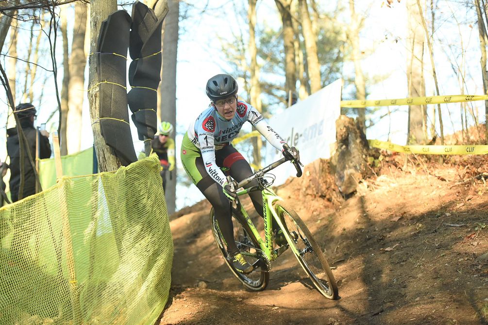 Emma White navigates a corner at Northampton International
