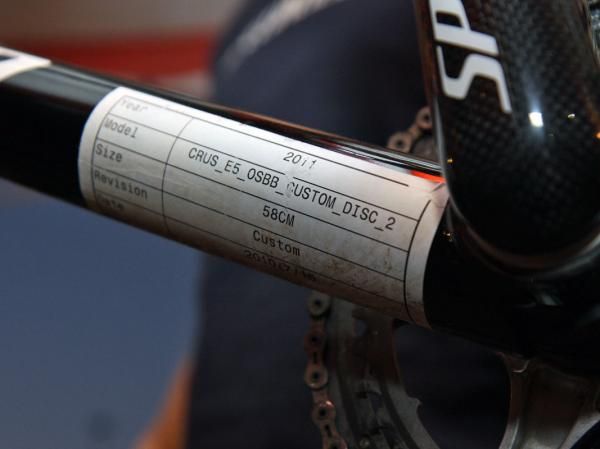 Todd Wells (Specialized) has at least two of these custom disc-compatible CruX frames at his disposal right now.