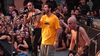 System Of A Down perform during the Chope Suey! video shoot in Hollywood