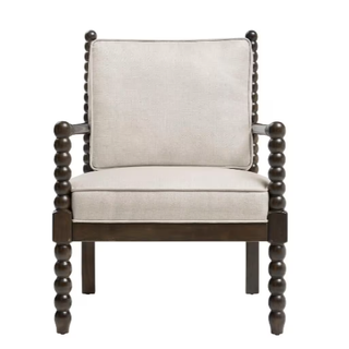 wood accent chair with antique style rubberwood legs