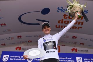 Pavel Sivakov in Tour Down Under white jersey for best young rider