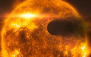 Stellar flare Hits Exoplanet HD 189733b (Artist’s Impression) 