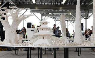 Made up of a staggering one million white Lego bricks weighing two tons, Olafur Eliasson has created an imaginary cityscape on New York's Highline