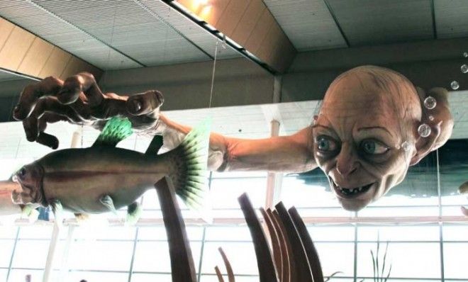 A giant sculpture of Gollum, a character from &amp;quot;The Hobbit,&amp;quot; welcomes visitors at the Wellington Airport in New Zealand.