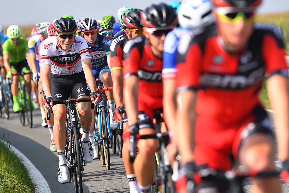 BMC line up in front of overall race leader Rohan Dennis at Eneco Tour stage 3