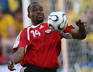 Stern John in action for Trinidad and Tobago against Sweden at the 2006 World Cup.