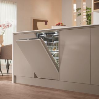 Miele integrated dishwasher with door ajar