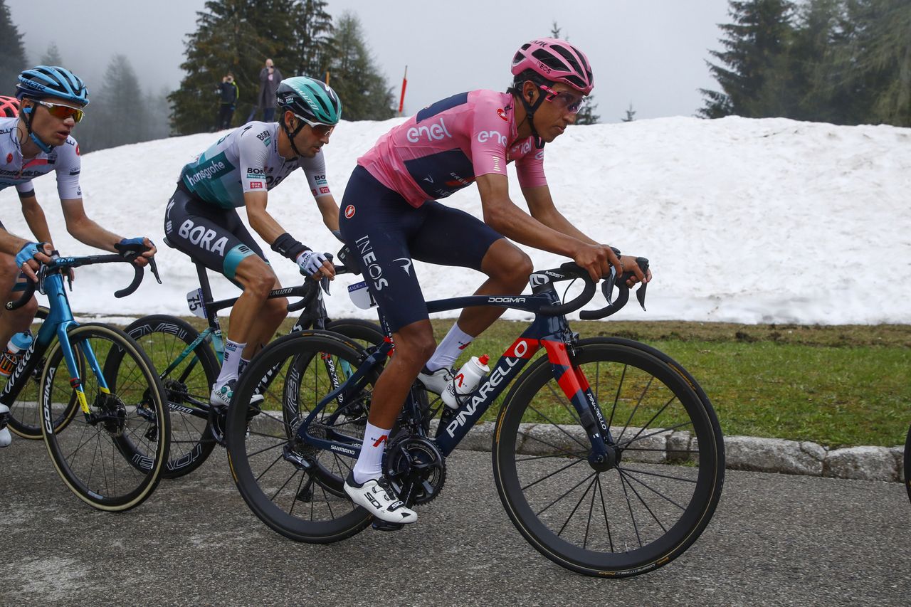 Giro d'Italia 2021 - 104th Edition - 14th stage Cittadella - Monte Zoncolan 205 km - 22/05/2021 - Egan Bernal (COL - Ineos Grenadiers) - Emanuel Buchmann (GER - Bora - Hansgrohe) - photo Roberto Bettini/BettiniPhoto&Acirc;&copy;2021