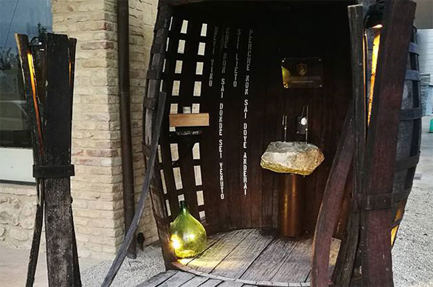 Dora Sarchese, red wine fountain