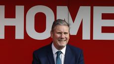 Keir Starmer during a visit to Walsall football club