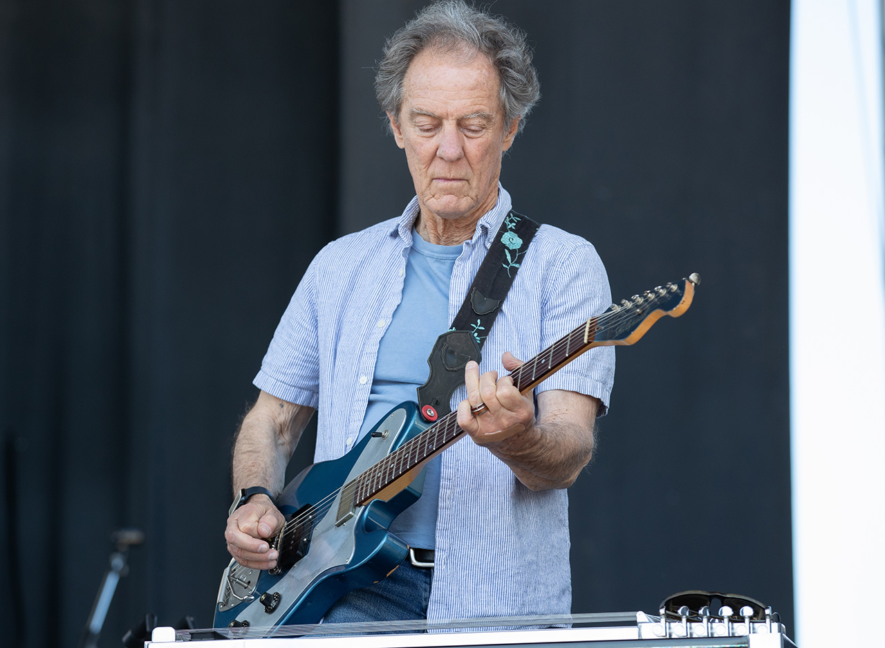 Greg Leisz of Crosby Collective performs at the Mill Valley Music Festival at Friends Field in Mill Valley, California on May 10, 2025