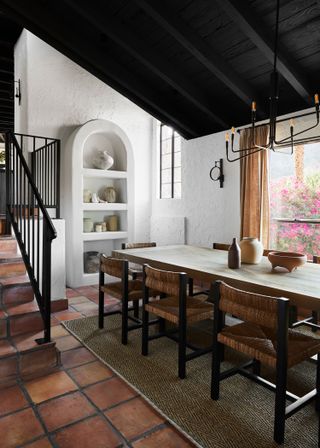 a rustic style dining room