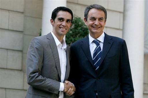 Alberto Contador meets Spanish Prime Minister Jose Luis Rodriguez Zapatero