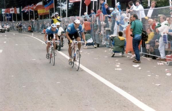 Franco Ballerini on the attack at the World Championships in 1989