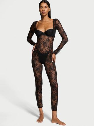 Rose Lace Balconette Catsuit