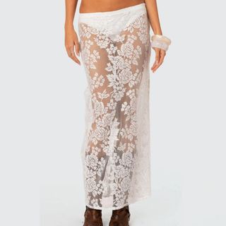 sheer floral lace skirt