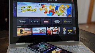 Disney+ on a Chromebook and Phone