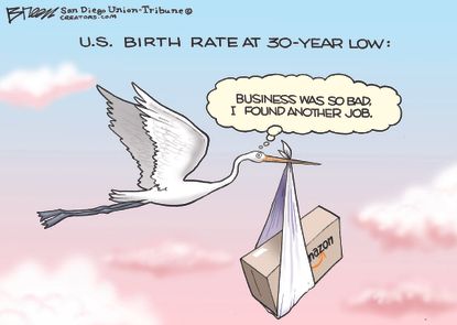 Editorial cartoon U.S. birth rate stork