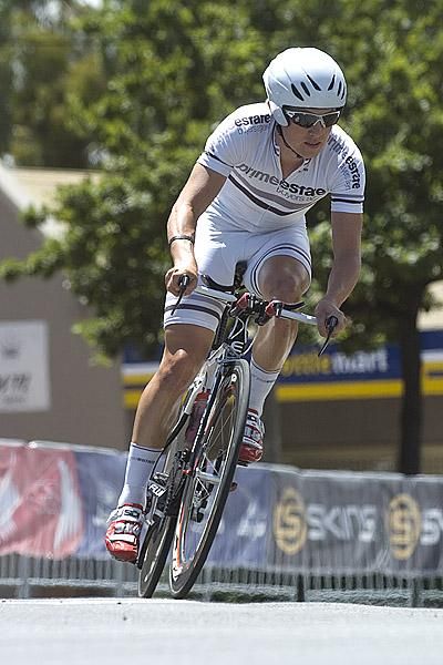 John Cornish from Victoria corners out of the home straight in Buninyong.