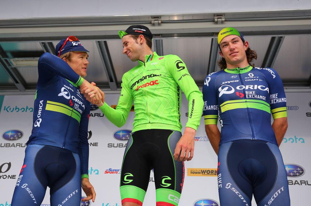 Rob Power, right, on the Japan Cup podium