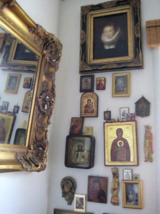 Religious artifacts on the walls of the house
