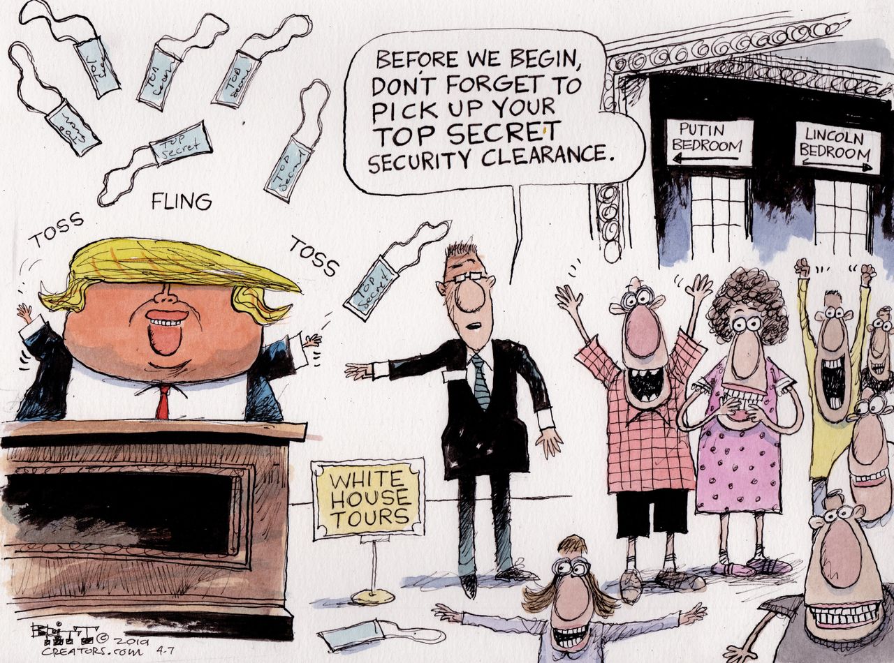 Political Cartoon U.S. Trump White house top secret security clearance