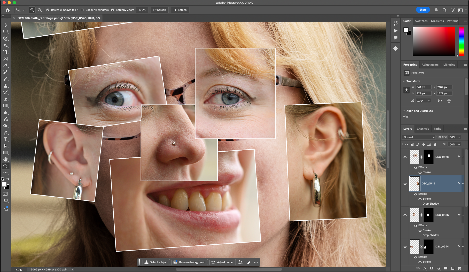 Putting the images together over the top of the background photo