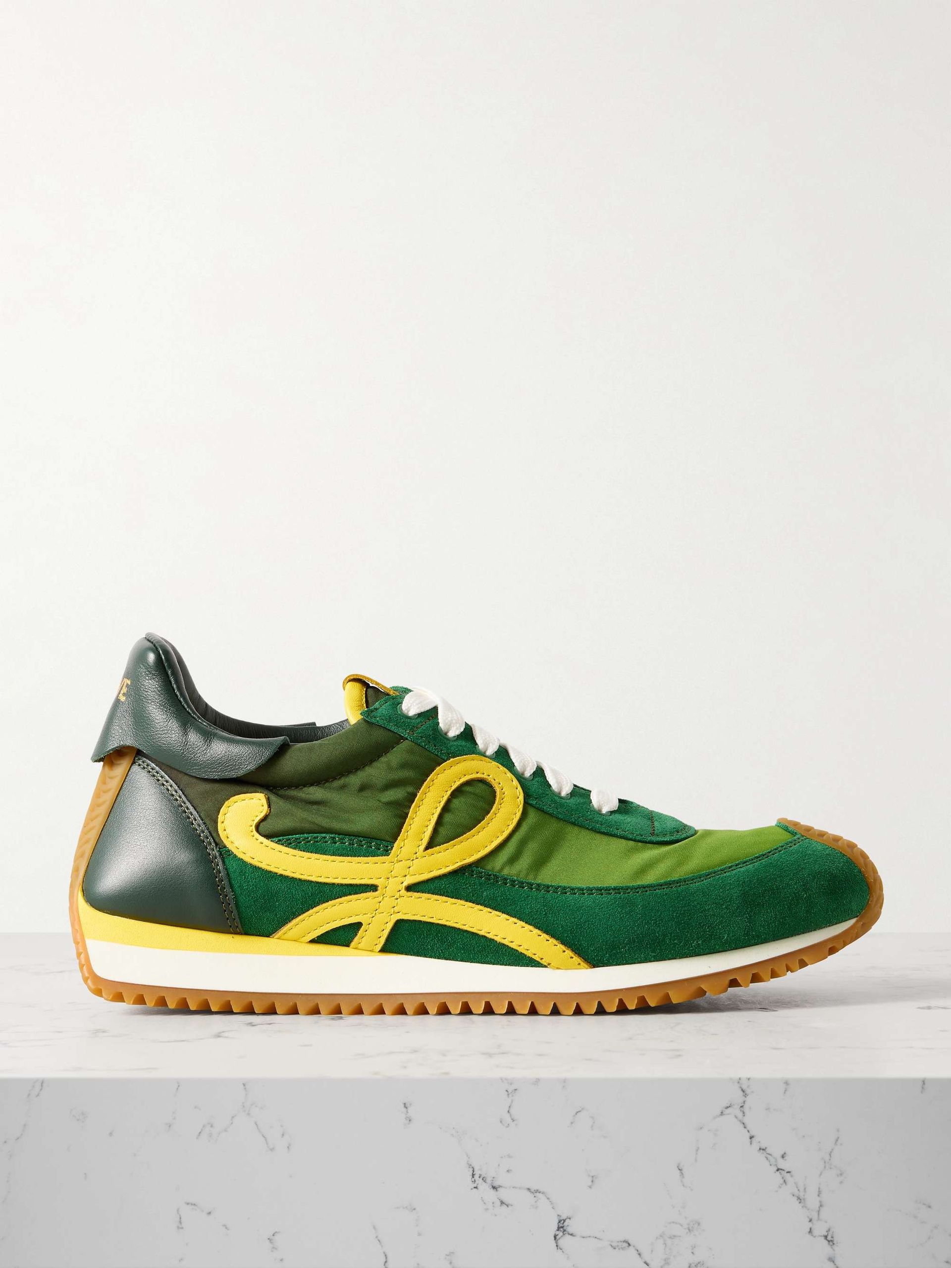 Flow Runner 2.0 Leather-Trimmed Shell and Suede Sneakers