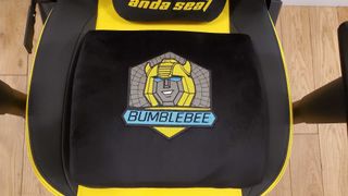 closeup of bumblebee lumbar pillow