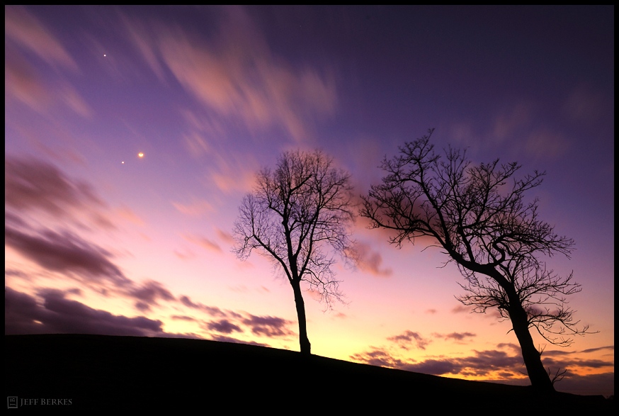 Jupiter and Venus Over West Chester, Pennsylvania. 