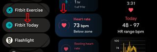 Google Pixel Watch heart rate screenshot in app