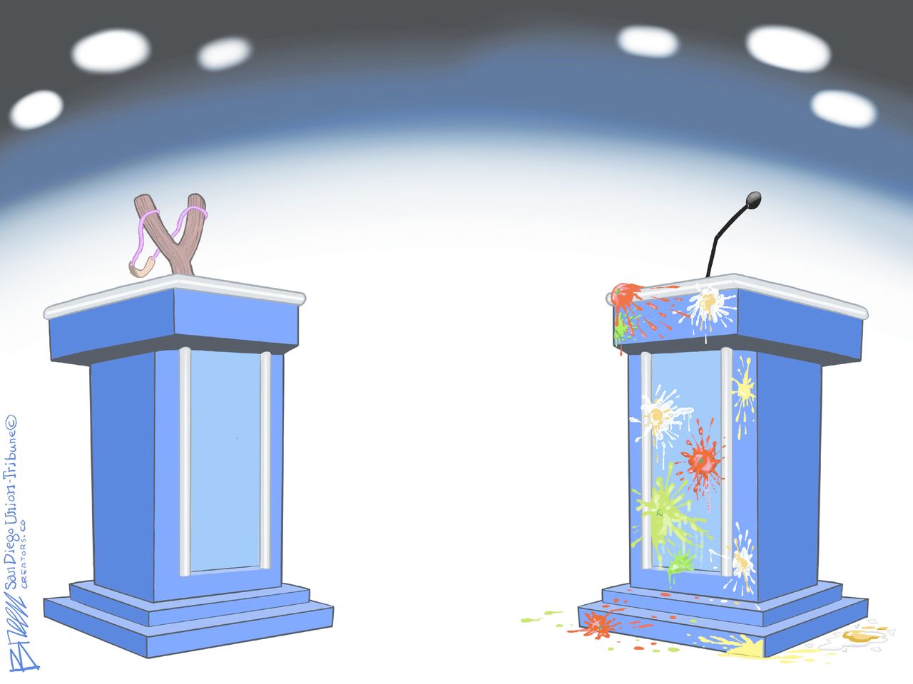 Political Cartoon U.S. Trump Biden debate