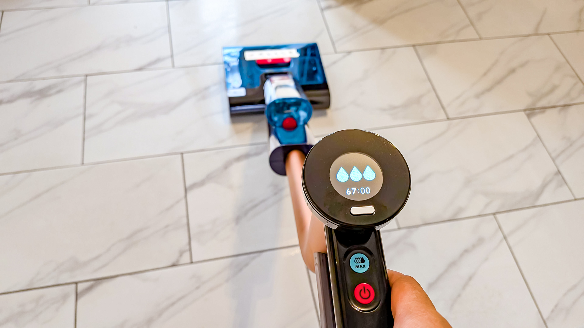 Dyson Clean + Wash Hygiene cleaner LED display on handle