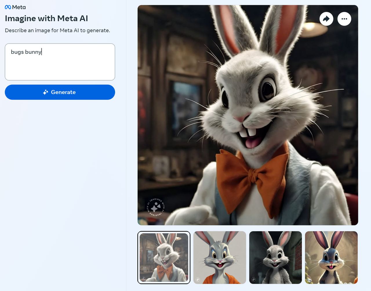 Bugs Bunny Generated by Meta AI