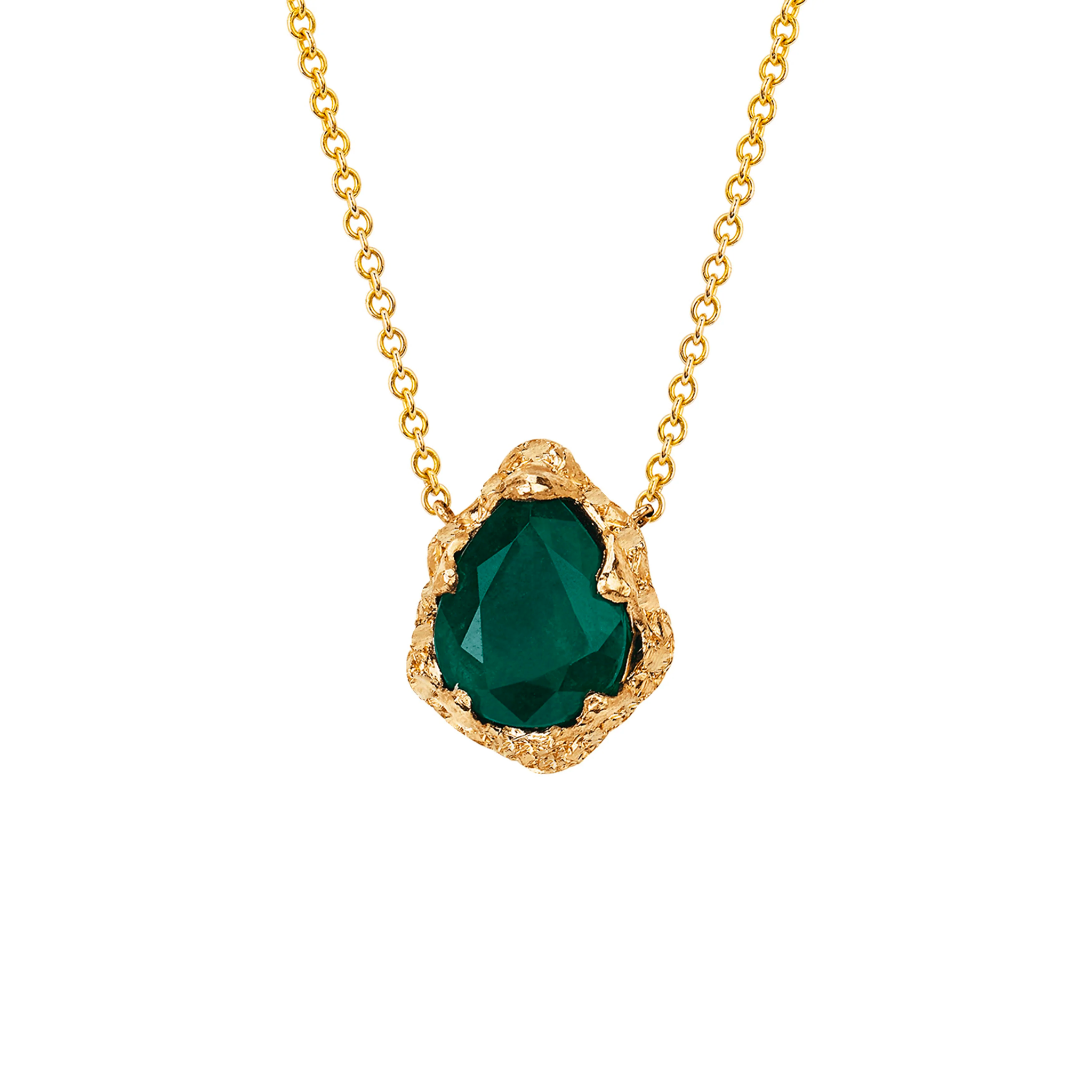 Logan Hollowell Baby Queen Water Drop Emerald Solitaire Necklace