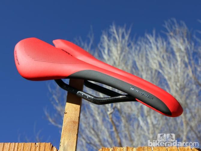 Specialized says the welded-on panels on the sides of the nose are a low-friction material for easier pedaling (and to reduce wear on shorts). We couldn't feel much of a difference, though