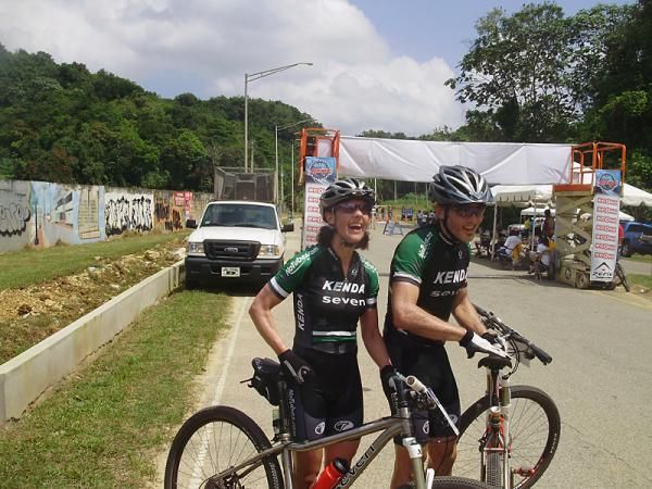 Race winners Mary McConneloug and Mike Broderick