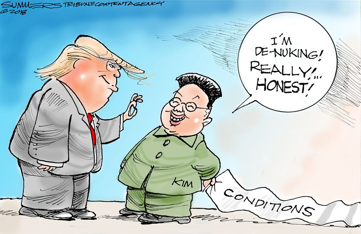 Political cartoon World Kim Jong Un dismantle nuclear bombs | The Week