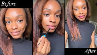 women with dark skin tone testing lip liner