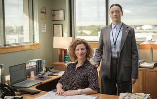 Felicity Ward and Edith Poor in The Office Australia