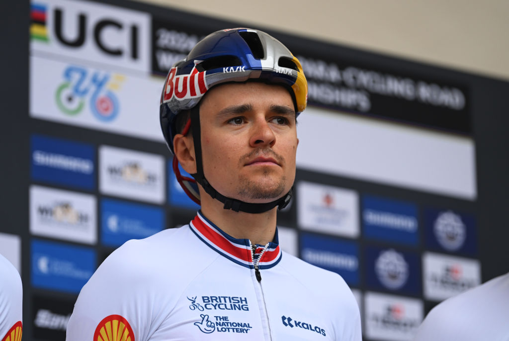WINTERTHUR, SWITZERLAND - SEPTEMBER 29: Tom Pidcock of Team United Kingdom prior to the 97th UCI Cycling World Championships Zurich 2024, Men&#039;s Elite Road Race a 273.9km one day race from Winterthur to Zurich on September 29, 2024 in Winterthur, Switzerland. (Photo by Dario Belingheri/Getty Images)