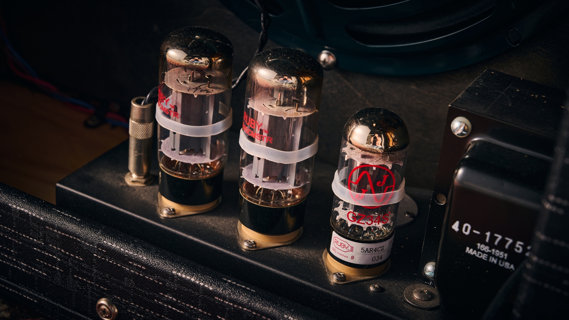 Tubes inside a Marshall guitar amp