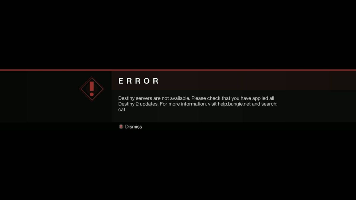 Destiny 2 error code cat servers down