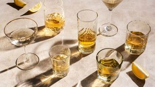 A selection of alcoholic drinks on a table