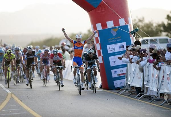 Theo Bos (Rabobank) wins his second stage in three days in Oman.