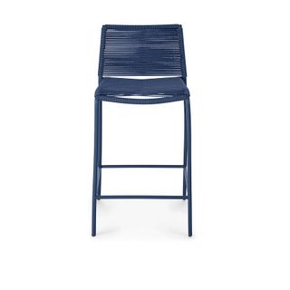 A navy blue outdoor stool
