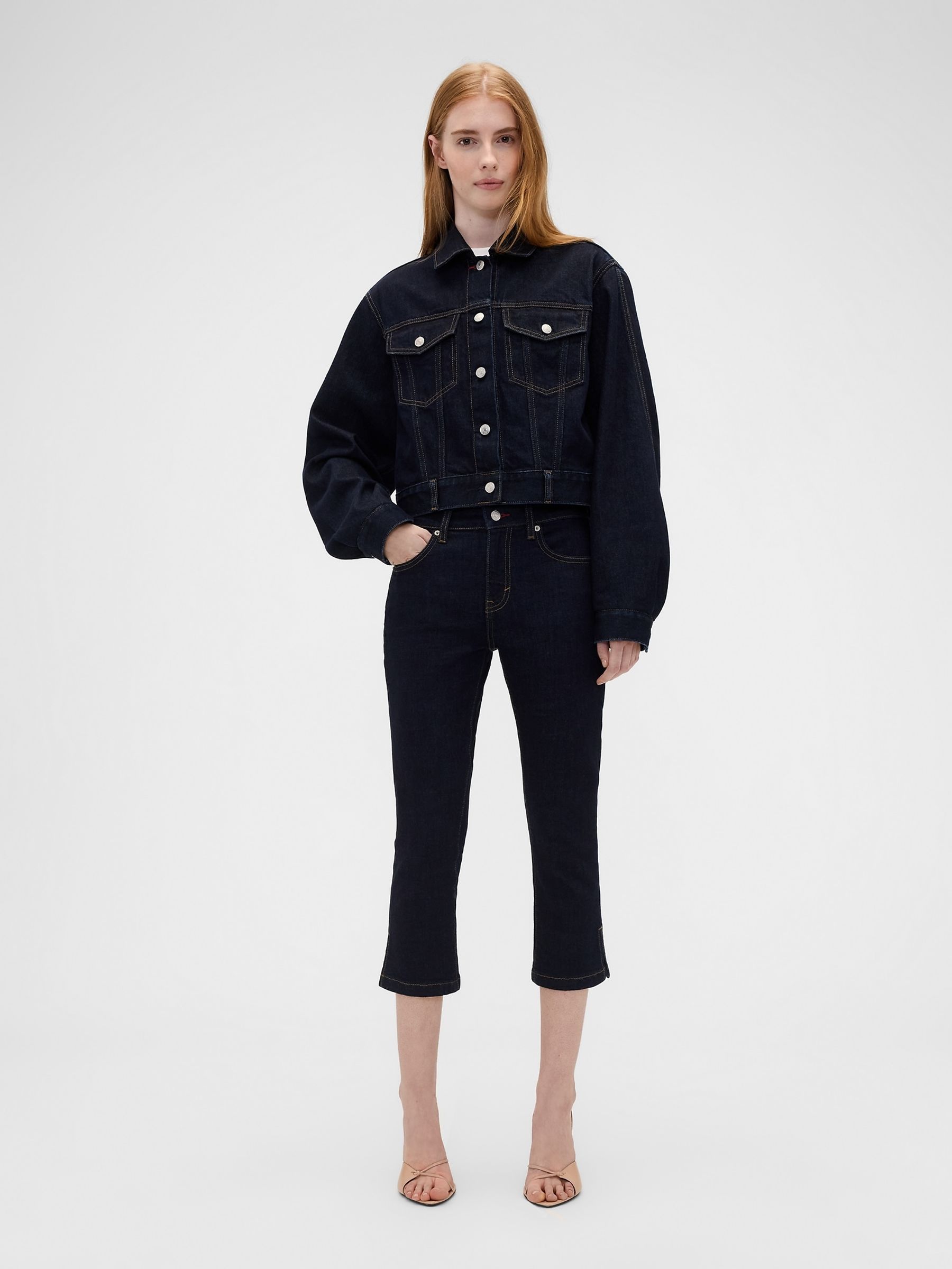 Gap X Victoria Beckham Dark Wash Blue Low Rise Capri Jeans